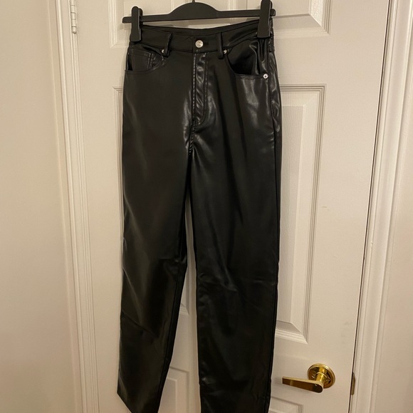 FAUX LEATHER BLACK PANTS - Picture 1 of 3